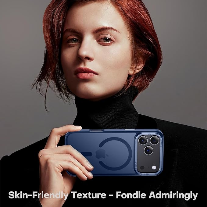 Newfuture Magnetic for iPhone 17 Pro Max Case [Compatible with Magsafe] [Military Grade Drop Protection] Translucent Matte Anti-Scratch Shockproof Protective Phone Cover 6.9 Inch, Navy Blue