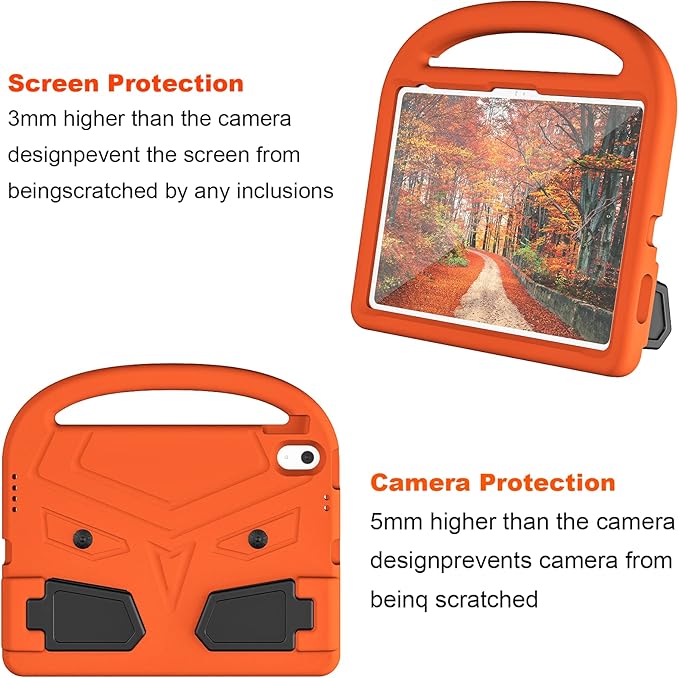 Dteck for iPad 10th Generation Case Kids 10.9 Inch 2022, Durable Lightweight Shockproof Protective Handle Stand EVA Foam Boys Girls Kids Proof Case for iPad 10th Generation 10.9 Inch 2022,Orange