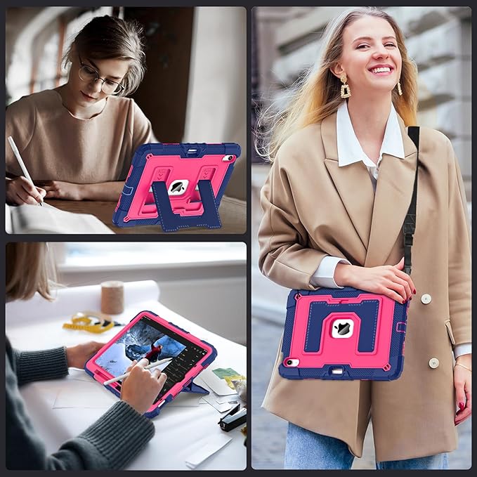 for iPad Air 11 Inch M4 (2026) /M3 (2025) /M2 (2024) iPad Air 5th/4th Generation Case 10.9 Inch (2022/2020),Military Grade Shockproof iPad Case Air 11 Inch with Pencil Holder, Navy Pink
