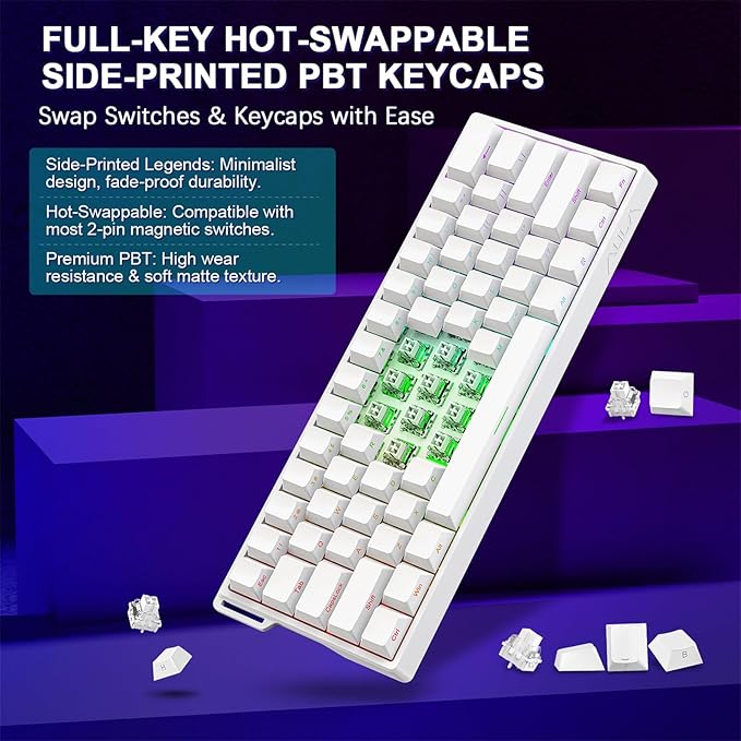 Aula WIN60 HE 60% Mechanical Keyboard Wired, Hall Effect Gaming Keyboard Magnetic Switch Hot Swappable, Adjustable Actuation Rapid Trigger Mode 8000Hz Polling Rate, RGB Keyboard 60 Percent Design