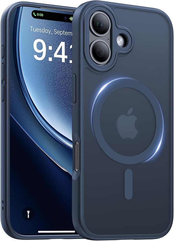 Magnetic for iPhone 17 Case,[Anti-Slip][Compatible with MagSafe][Military Grade Drop Protection] Shockproof Protective Translucent Matte Phone Case for iPhone 17 Case,Midnight Blue