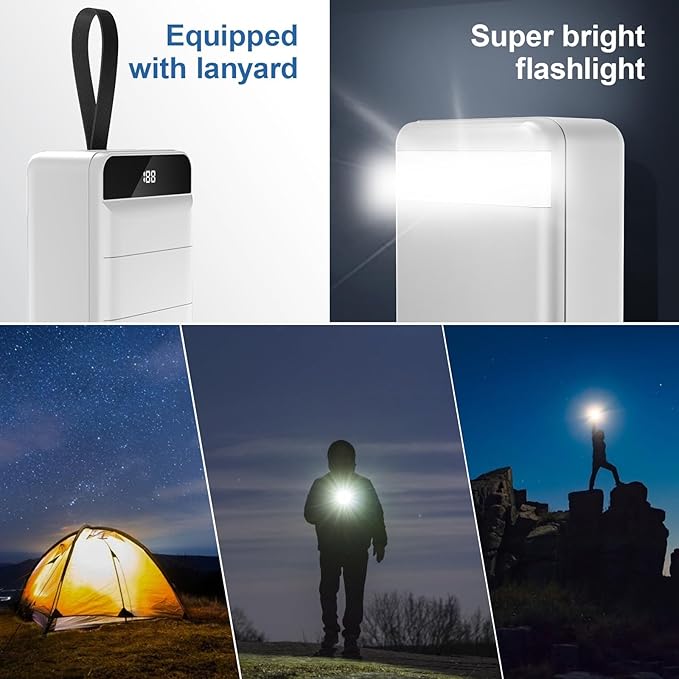 Portable Charger Power Bank 60000mAh Fast Charging 22.5W PD4.0 & QC 4.0 with USB C Battery Pack Charger Portable High Capacity Portable Phone Charger Power Bank for iPhone,Samsung,Travel (White)