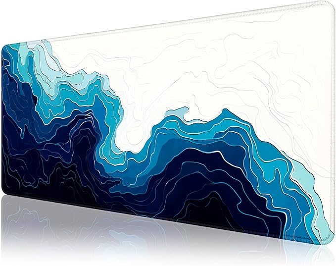 MEWOOCUE® Gaming Mouse Pad for Desk,Large Mousepad Laptop, Sea Beach Ocean Waves Mouse Mat,Long XXL Waterproof Keyboard Pads,Big Non-Slip Mousepads for Game Office Home（31.5 x 11.9 in）