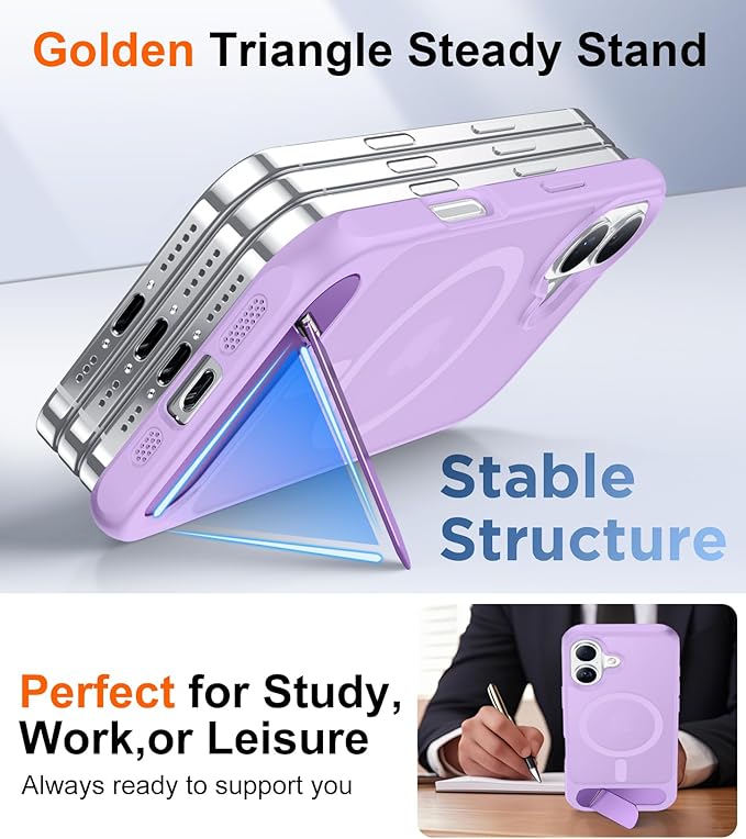Magnetic Compatible with iPhone 16 Plus Case, [Built-in Invisible Kickstand][Compatible with MagSafe][Military Grade Shockproof] Slim Translucent Matte Phone Case for iPhone 16 Plus 6.7"