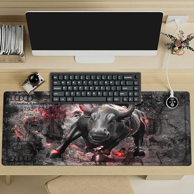 Gaming Mouse Pad Black Gray Money Bull Motivational Sign Inspirational Quote Mouse Pad Motivational Quotes Mousepads Mouse Pads Large for Home Office Decor Desk Accessories 15.7"x31.5"