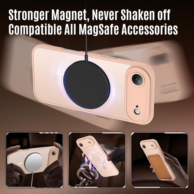 Symcele Designed for iPhone Air Case, Compatible with MagSafe, [Camera Protection] [15FT Military Drop Protection] Shockproof Translucent Matte Anti-Slip Thin Slim Phone Case, 6.5", Light Brown