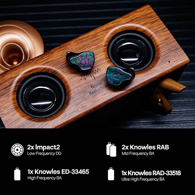 Linsoul THIEAUDIO HYPE 4 MKII 2DD + 4BA Hybird In Ear Monitor,HiFi Wired IEM Earphones,Engaging & Studio Neutral Tuning,CNC Aluminum Gaming Earbuds with 3.5/4.4mm Modular Cable for Musician Audiophile