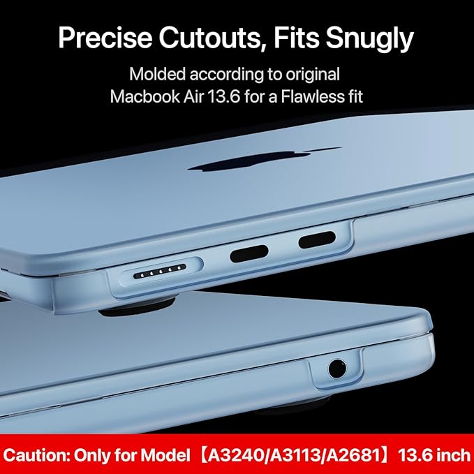 Soonjet Matte Case for MacBook Air 13/13.6-inch (M4/M3/M2, 2022–2025 Models A3240 A3113 A2681), Lightweight | Scratch & Fingerprint Resistant | Closes Seamlessly | Ideal for Work, Travel & Study