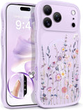 GVIEWIN for iPhone 17 Pro Max Case Compatible with MagSafe [Curly Wave Edge][Full Camera Protection] Floral Translucent Shockproof Magnetic Women Phone Case for 17 Pro Max, Floratopia/Purple