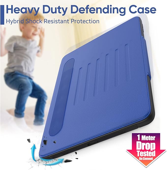 SEYMAC stock Case for iPad 6th/5th Generation/Air 2/Pro 9.7'', Strong Magnetic Auto Sleep Shockproof Case with Absorbing Multi-Angles Stand, Pen Holder, Card Slot (Blue)