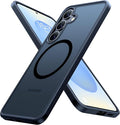 TORRAS Magnetic Shockproof for Samsung Galaxy S25 Case, Fit for MagSafe, 4X Military Grade Protection, Translucent Hard Back Slim Case for Samsung S25 Case, Anti-Fingerprint Anti-Scratch, Black
