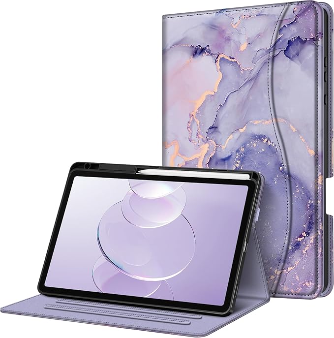 Fintie Case for Samsung Galaxy Tab S11 5G 11 Inch 2025 Model (SM-X730/X736B) with S Pen Holder, Multi-Angle Viewing Soft TPU Back Cover with Pocket, Auto Wake/Sleep, Lilac Marble
