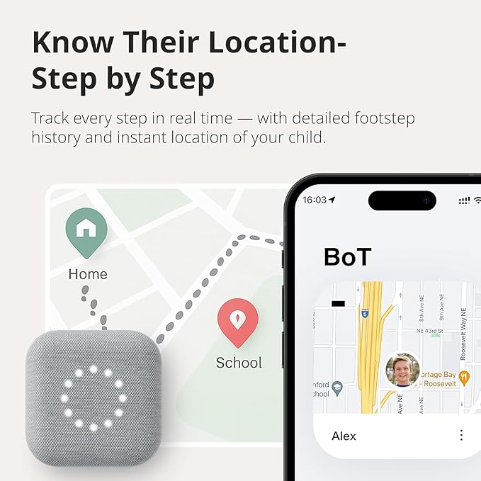 BoT Talk® GPS Tracker for Kids with Cherry Silicone Case - AI-Powered GPS Tracker with Audio, Real-Time Tracking & Alerts - Compact Kids Tracking Device with Monthly Subscription, Made in Japan