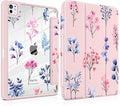 Case for iPad Pro 13 inch (M5) 2025 (M4) 2024 Release Slim Lightweight Cute Light Pink Cover with Clear Back TPU Edge Pencil Holder Trifold Stand, Hand-Drawn Florals