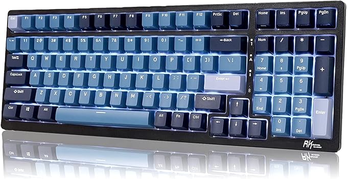 RK ROYAL KLUDGE RK98 Wireless Mechanical Keyboard, 100 Keys 98% Layout with Custom Switches Hot Swappable, Tri-Mode BT5.1/2.4G/USB-C Full Size Gaming Keyboard with Numpad RGB, Brown Switch