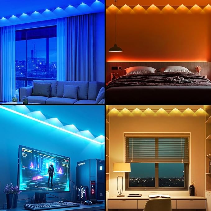 USB Indoor Eaves Lights 16.4ft, Smart RGB App Control led Strip Lights with 17 LEDs, LED Rope Lights, Color Changing Lighting for Home Decor, Party, Daily, Halloween,Christmas