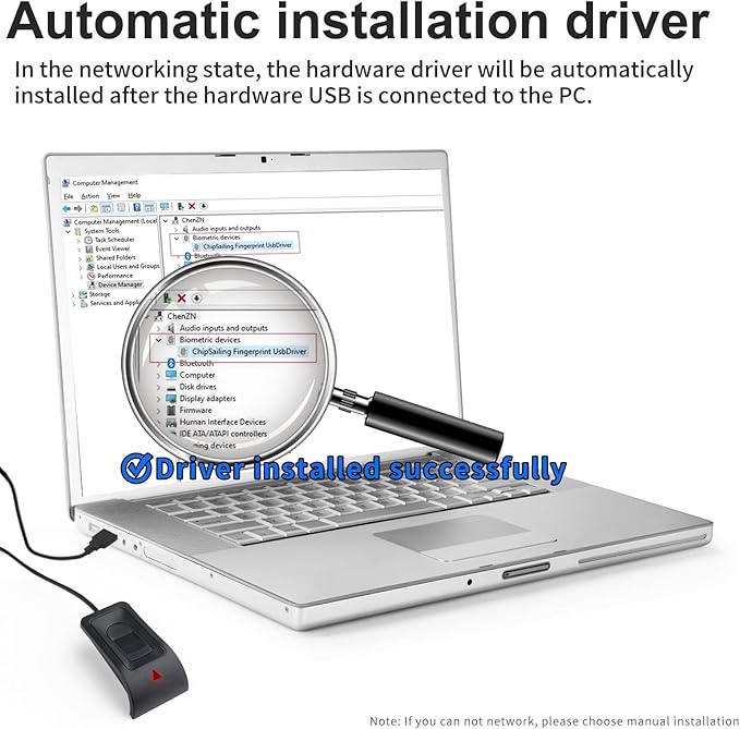 USB Fingerprint Reader Fingerprint for Windows10/11, Windows Hello Automatic Driver Installation with 5ft Extension Cable-Windows Password Free Operation