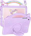 Wazzasoft for Samsung Galaxy Tab S6 lite Case 10.4" - Girls Cute Women Cartoon Kawaii Purple 3D Design Cover with Rotating Stand & Strap Unique Girly Funda for Samsung Tab S6 lite Case (2022/2020)