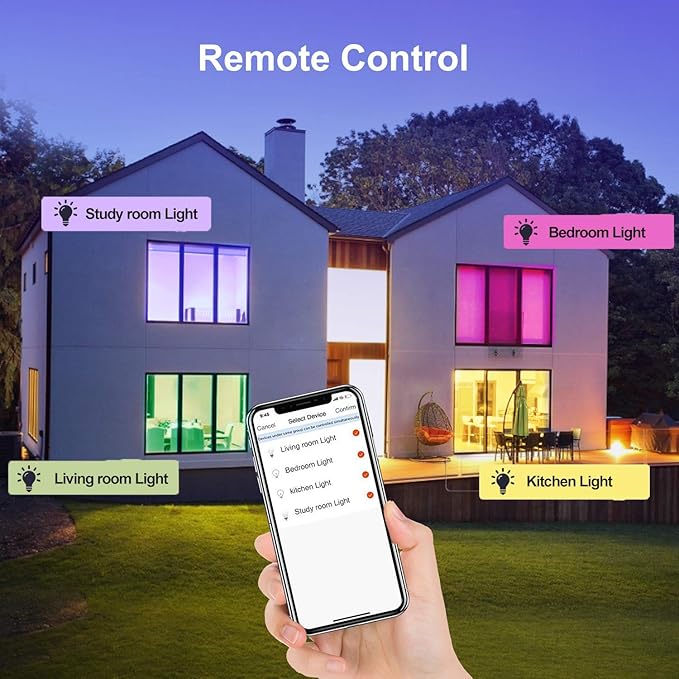 Boxlood Smart Light Bulb Works with Alexa Echo Google Home Siri, RGB Color Changing WiFi Light Bulbs, No Hub Required, Warm White to Cool White, Dimming & Timing, APP & Voice Control,7W A19 E26 6Pack