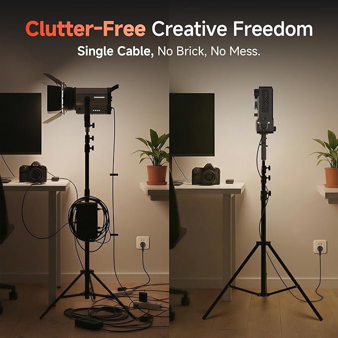 COLBOR 200W LED Video Light, Built-in Power Adapter Design, Bi-Color 2700K-7000K COB Studio Light with Bowens Mount, CRI 96+, Key Light for Live Streaming, Video Recording, YouTube, TikTok