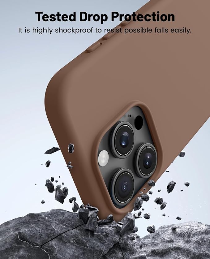 OTOFLY for iPhone 15 Pro Case [Compatible with MagSafe] Full-Body Silicone Shockproof Slim Thin Phone Case for iPhone 15 Pro 6.1 inch (Light Brown)