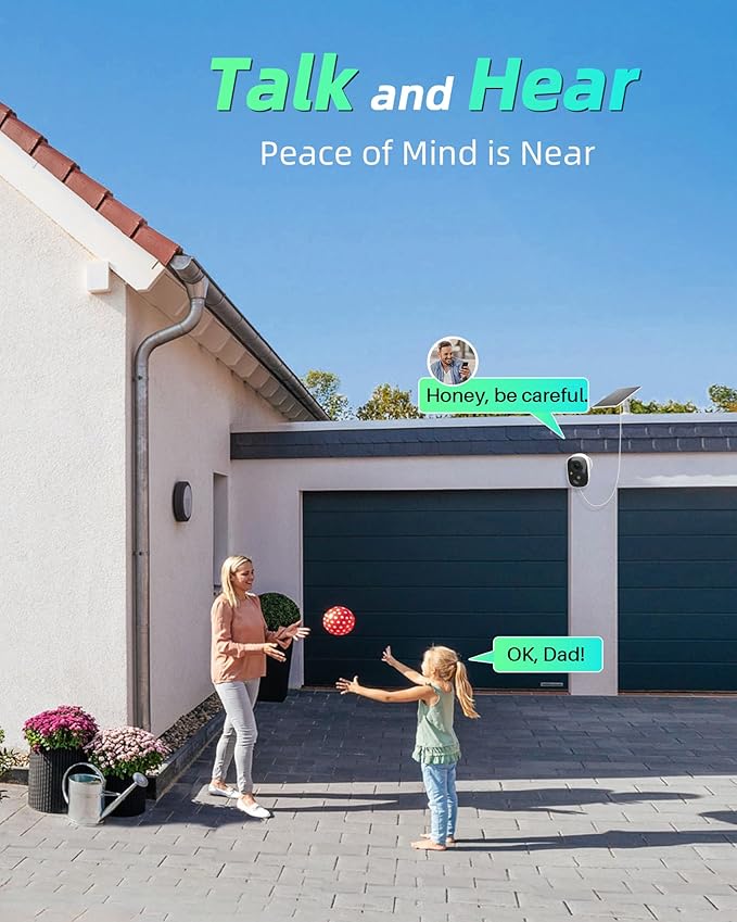 MaxiViz Solar Camera Outdoor Wireless, 2.4GHz Wi-Fi Security Camera with AI Motion Detection, Cameras for Home Security with 2K Color Night Vision, Two-Way Talk, IP66 Weatherproof, Cloud/SD Storage