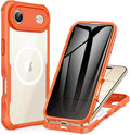 CENHUFO Magnetic Privacy for iPhone 17 Air Case [Compatible with Magsafe] Full Body Phone Case Built-in 9H Tempered Glass Privacy Screen Protector, Camera Protection Shockproof Bumper Cover -Orange