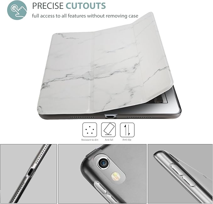 ProCase Smart Case for 10.5” iPad Air 3rd Generation 2019 / iPad Pro 2017, Slim Stand Cover with Translucent Frosted Back for iPad Air 3 -Whitemarble