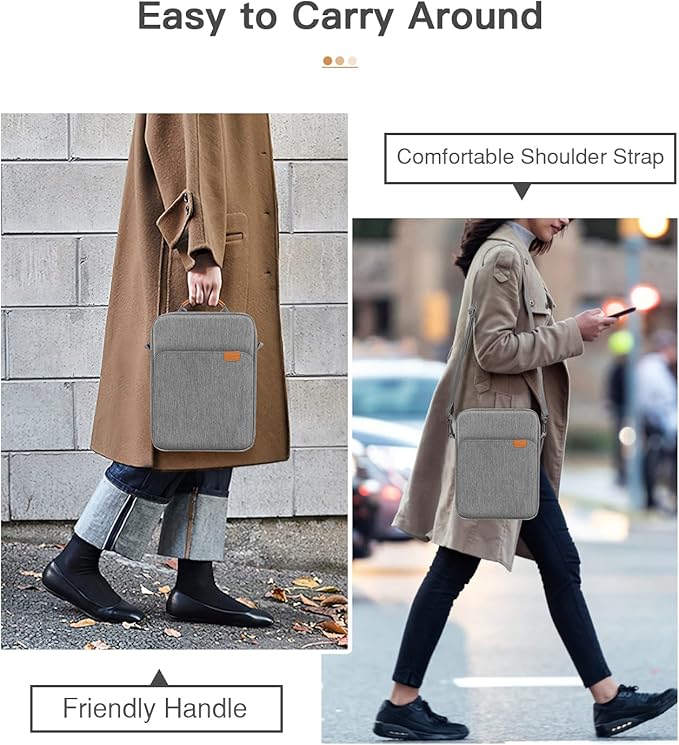 MoKo 9-11 Inch Tablet Sleeve Bag Handle Carrying Case with Shoulder Strap Fits iPad Pro/Air/A16 11 inch,iPad 10th 10.9,i-Pad 9/8/7th 10.2,iPadAir 5/4th 10.9,i-Pad 9.7,Tab S8/S9 11", Dark Gray