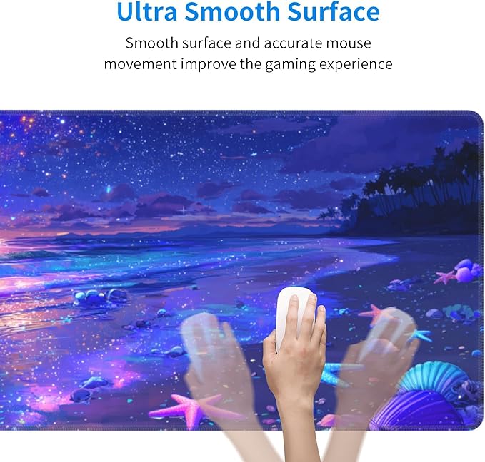 Beach Mouse Pad Extended Large Gaming Mouse Pad XL Stitched Edges for Gamer Home Office 31.5 X 11.8 Inch