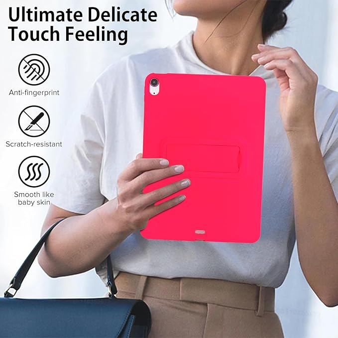 for iPad Air 11-inch M4/M3/M2 (2026/2025/2024) Case, Shockproof Protective Back Cover with Kickstand Slim Shell for Women Men, Rose
