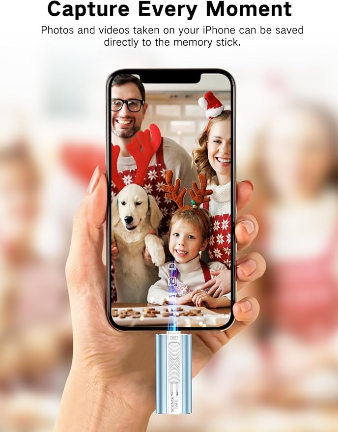 256GB Flash Drive Intended for Phone, USB External Memory Stick Storage Backup for Photos Videos, Plug and Play No APP Required, Compatible with iPhone iPad Android and PCs (1 Pack-Blue)
