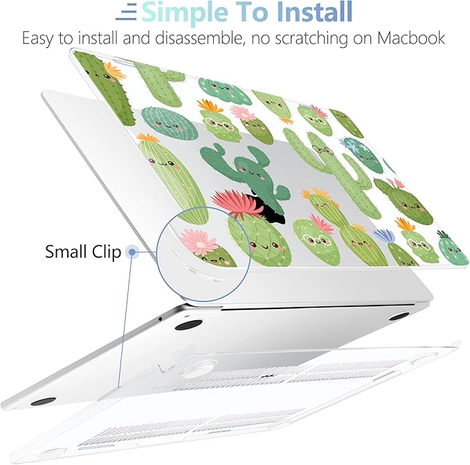 MEEgoodo Case for M5/M4/M3/M2 MacBook Air 15 inch Case 2026 2025 2024 2023, Laptop Shell Fit Model (A3448/A3241/A3114/A2941) for MacBook Air 15.3-inch, Smiley Cactus