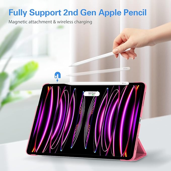 ProCase Smart Case for iPad Pro 12.9 2022/2021/2020/2018, Slim Stand Hard Back Shell Smart Cover for iPad Pro 12.9" 6th Gen/5th Gen/4th Gen/3rd Gen -Melonpink