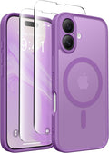 CAPRARO Magnetic Compatible with iPhone 16 Case, Upgraded [Full Camera Protection] [Compatible with MagSafe] Protective Translucent Matte Women Girl Phone Case Cover, Jieshi Purple