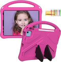 Kids Case for iPad A16 11th/10th Generation 2022/2025 11-Inch iPad Cover with Pencil Holder, Techcircle Lightweight Shockproof EVA Foam Rugged Handle Stand Anti-Slip Grip Protective Case, Rose