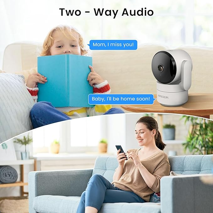 AMOROM 2 Pack 2K Indoor Security Camera Wireless, 360° Pan-Tilt Wi-Fi Pet/Baby Monitor with AI Motion Detection, Night Vision, Phone App, Cloud & SD Storage (5G/2.4G Hz)