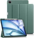 DTTO for iPad Air 13 Inch Case M4/M3/M2 2026/2025/2024, iPad Pro 12.9 Inch Case (6th/5th/4th/3rd Gen), Smart Slim Trifold Stand Soft Cover with Pencil Holder, Midnight Green