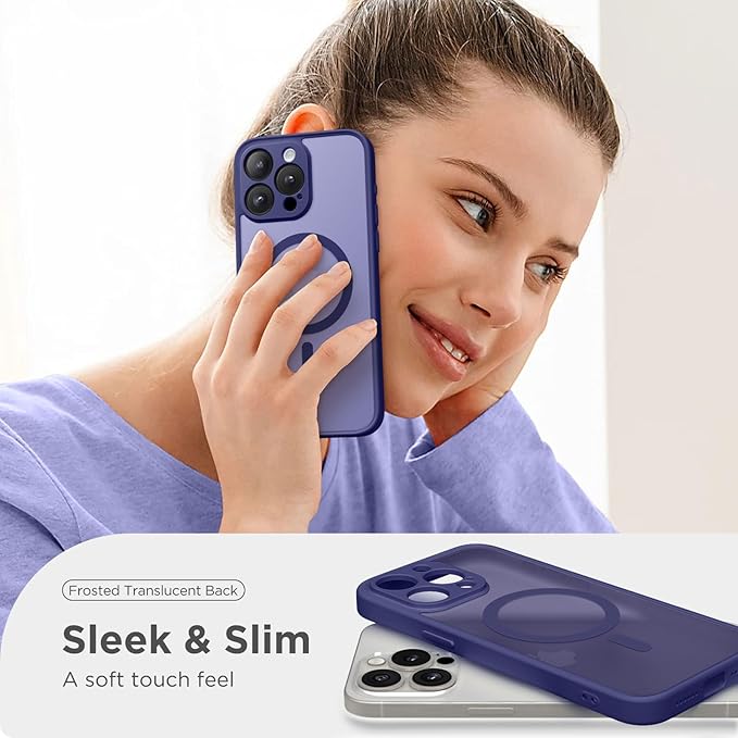 CAPRARO Magnetic for iPhone 15 Pro Max Case, [Compatible with MagSafe] [Full Camera Protection] Shockproof Protective Slim Translucent Matte Phone Case for iPhone 15 Pro Max 6.7'', Purple Eggplant
