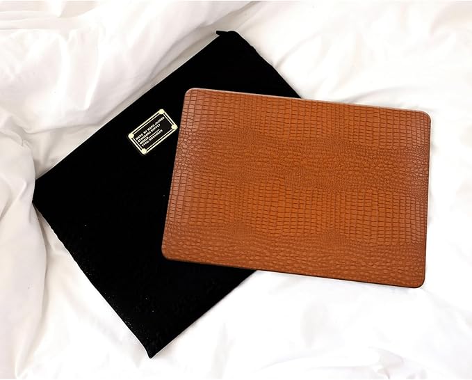 DTangLsm for Crocodile MacBook Pro 13 inch Case 2026 2025-2016 M2 M1 A2338 A2289 A2251 A2159 A1989 A1706 A1708, Alligator Skin Snakeskin PU Leather Hard Shell Cover for Mac Pro 13+Keyboard Skin, Brown
