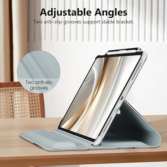 Fintie Rotating Case for iPad Pro 13-inch (M5) 2025 / (M4) 2024 with Pencil Holder - 360 Degree Swiveling Protective Stand Cover with Auto Wake/Sleep, Cloudy Marble
