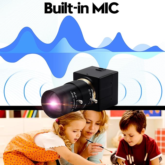 4K USB Camera 5-50mm 10X Optical Zoom Manual Lens 2160P CS-Mount USB Webcam Varifocus Camera Close-up Plug and Play Compatible for Windows Mac OS X Linux