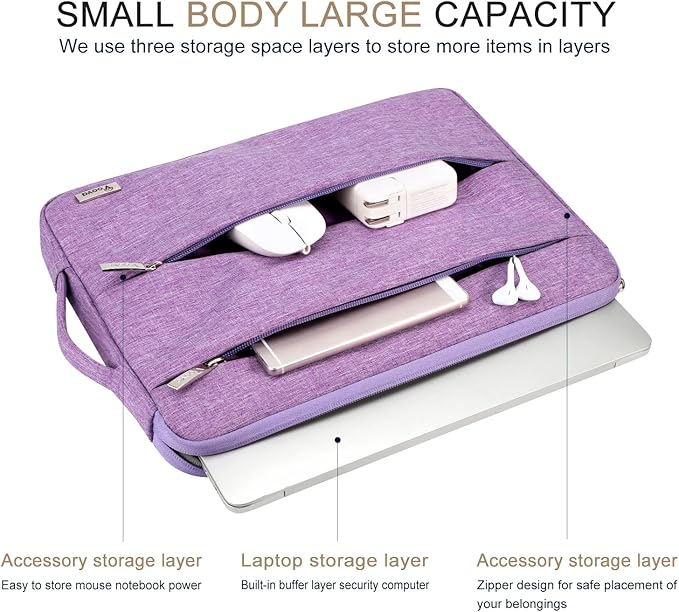 Voova 15.6 16 Inch Laptop Sleeve Case Compatible with MacBook Pro 16 M1/M2/M3/M4 Max 2019-2025, 15.6-16” Hp Lenovo Acer Asus, Waterproof Slim Computer Bag Cover with Handle, Lavender