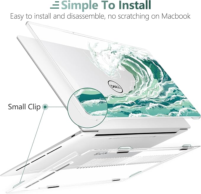 Batianda Case for 2024 Dell XPS 13 Laptop Copilot+ PC 13.4" Display Model Number 9345/9350, Ultra-Slim Lightweight Scratch-Resistant Hard Shell with Professional Protection, Wave