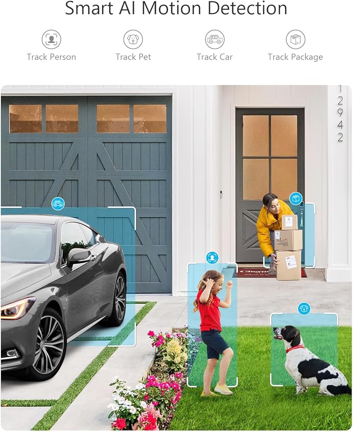 Security Cameras Wireless Outdoor Magnetic, 2.4G WiFi 2K Battery Powered, AI Motion Detection, Color Night Vision, 2-Way Talk, Waterproof,Cloud/SD Storage, Compatible with Alexa (1Pack)