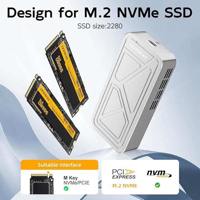 40Gbps M.2 NVME Enclosure with Cooling Fan,USB 4 NVMe Enclosure,Compatible with Thunderbolt 4/3/USB3.2/3.1/3.0/2.0