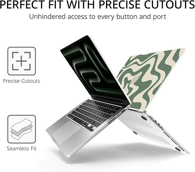 Anban Compatible with MacBook Pro 14 inch Case 2026-2021 M5 M4 M3 M2 M1 A3426 A3427 A3434 A3112 A3185 A3401 A2918 A2992 A2779 A2442, Plastic Hard Shell+Keyboard Cover+Screen Protector, Green Wave