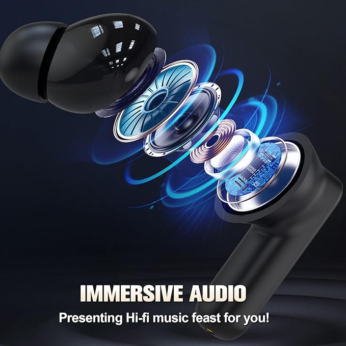 Wireles Smart Touch Screen Active Noise Cancelling Earbuds In Ear Work Headphones ANC Touchscreen Earphones TWS True Wireless Earbuds Bluetooth 5.3 ENC Ear Buds with Screen On Case for iPhone Android