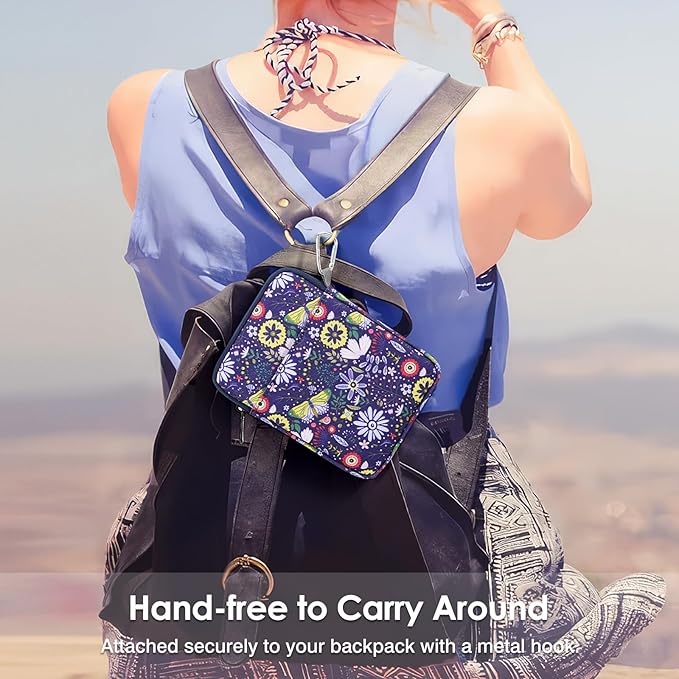 MoKo Padded Ereader Sleeve Case for 6-7 inch Ereader Tablet Bag Protective Cover Pouch with a Carabiner, Compatible with 7" Colorsoft Signature Edition 2024, Colorful Flowers