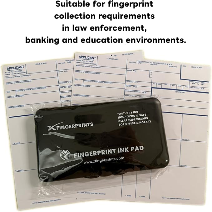 Fingerprint Ink Pad Ultra-Black 6.2" – Quick-Dry, Flawless, Non-Toxic Ink for 10,000+ Clear Prints – Large Stamp Pad for Notary, ID Verification, Banks, Schools, Law Enforcement & Legal Forms